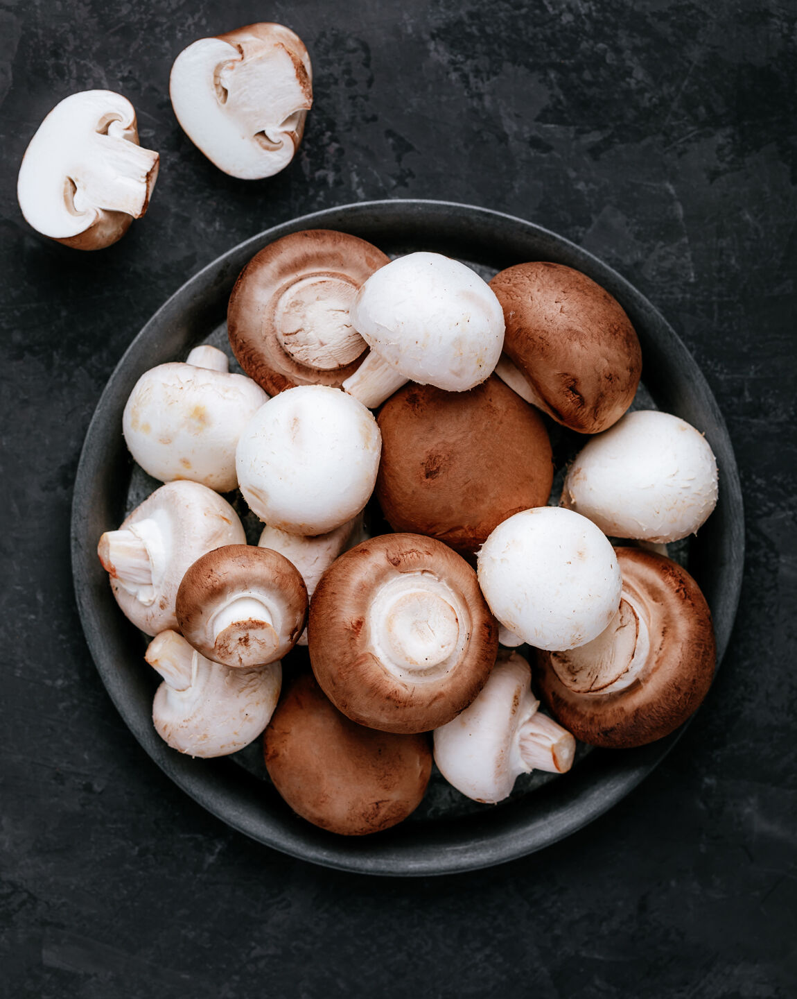 champignon paris blanc brun bol