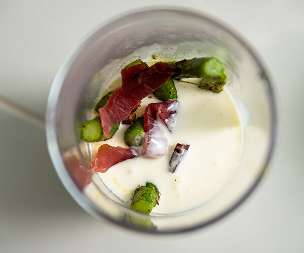 préparation sauce recette Pâtes, asperges et jambon d'Ardenne